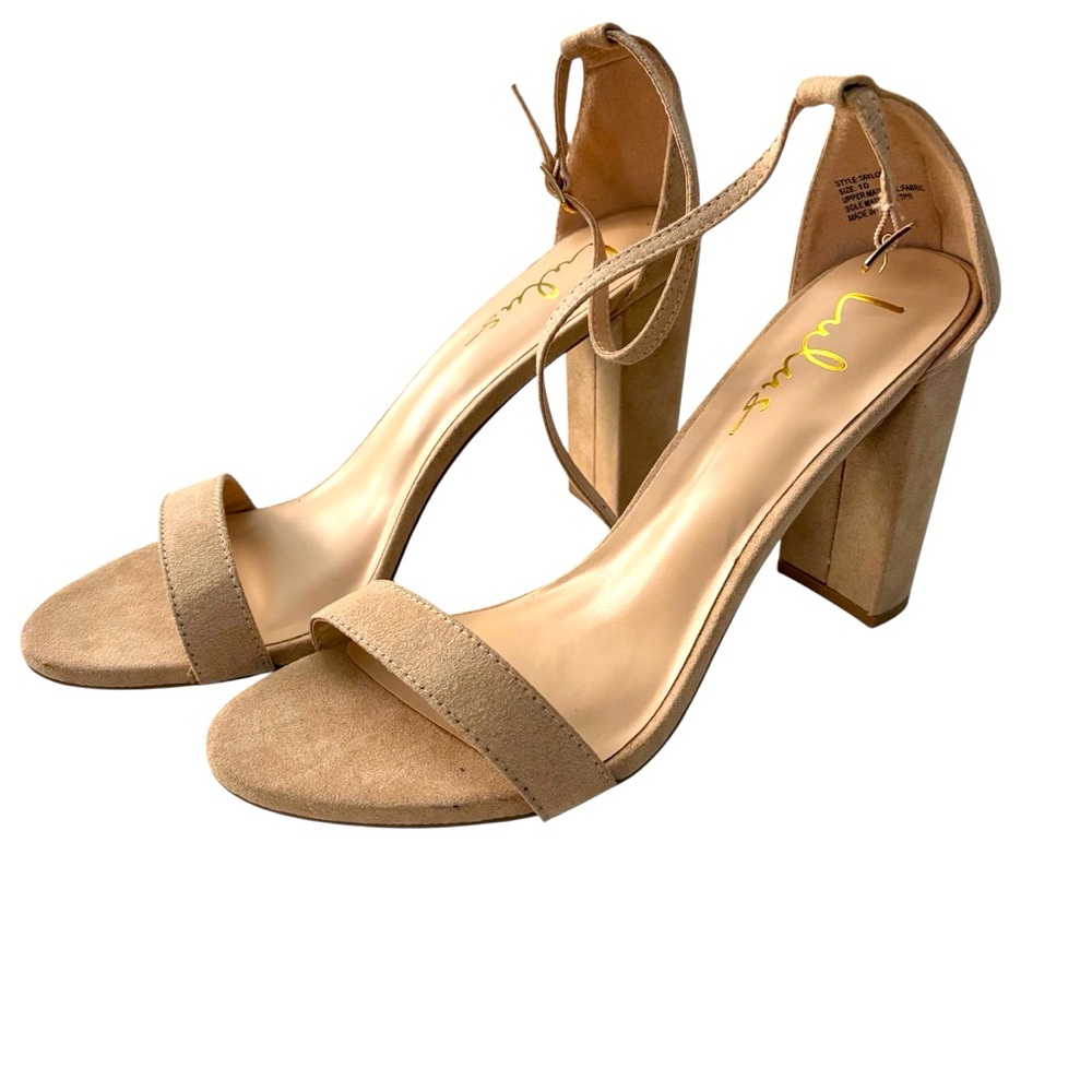 Lulus Taylor Sexy Nude Suede Heels Ankle Strap Single Sole Man Made Materials